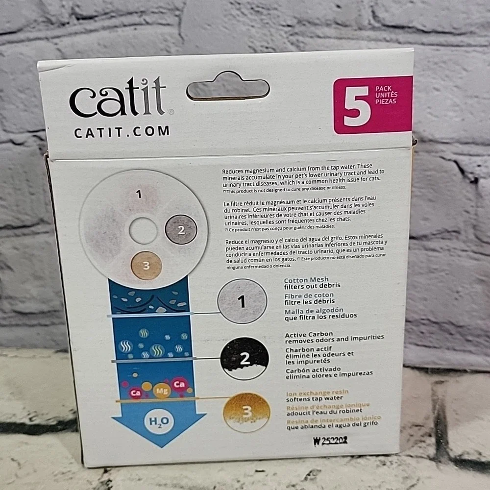 Catit Senses Flower Fountain Triple Action Drinking Water 5 Filters Value Pack